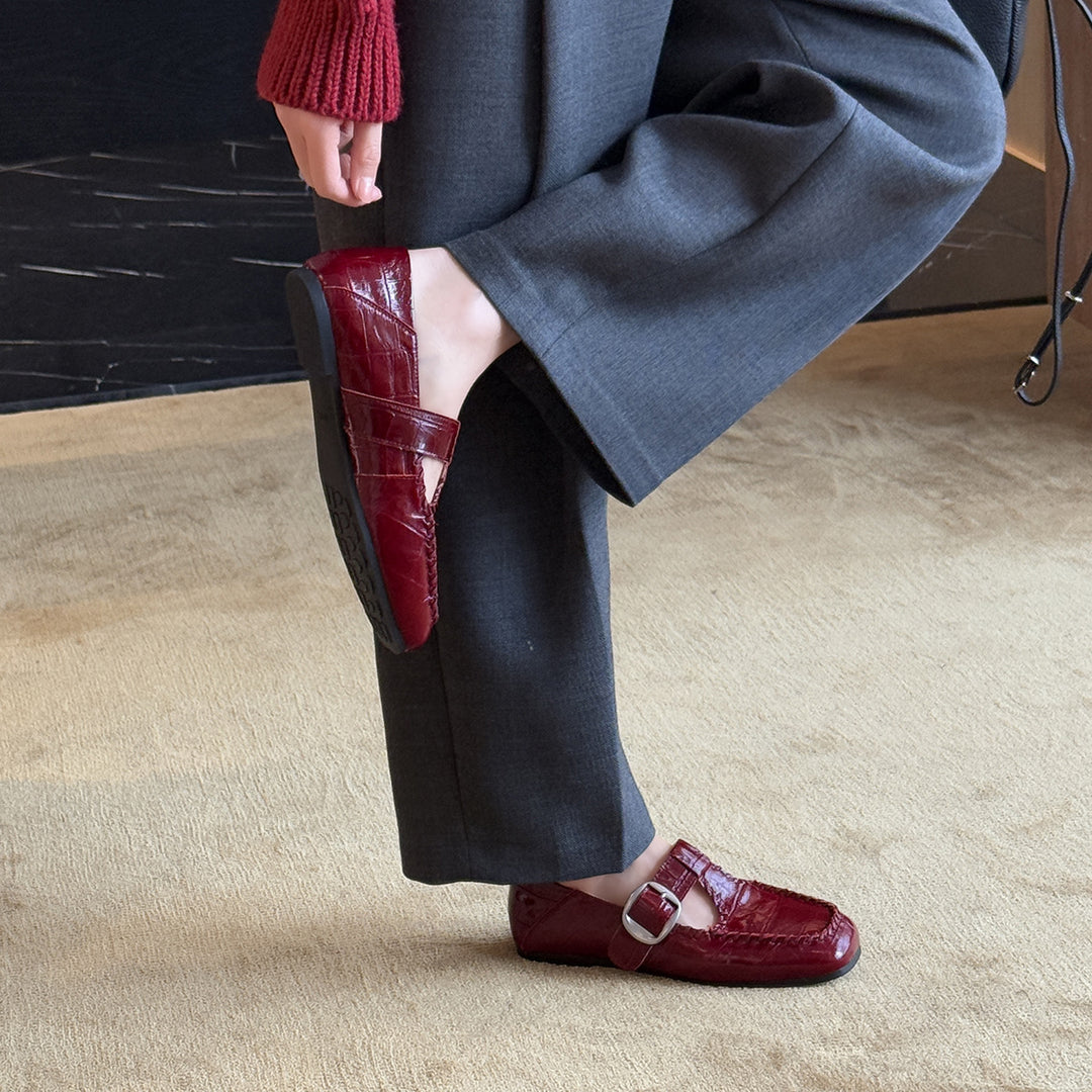 Damen Elegante Ballerinas mit dekorativem Schnallenverschluß EB