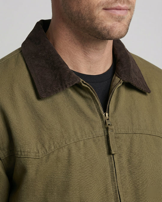 Herren robuster Canvas-Blouson mit Cordkragen und kariertem Steppfutter EB