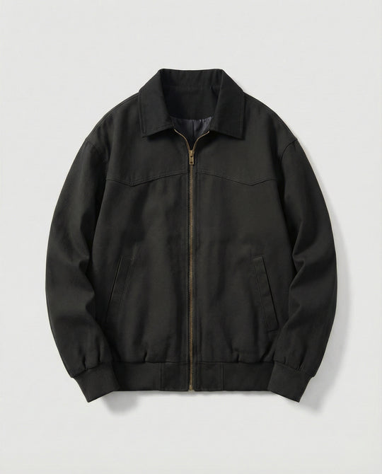 Herren robuster Canvas-Blouson mit Cordkragen und kariertem Steppfutter EB