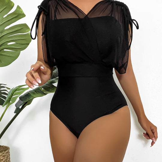 Damen Badeanzug mit elegantem Transparentshirt EB