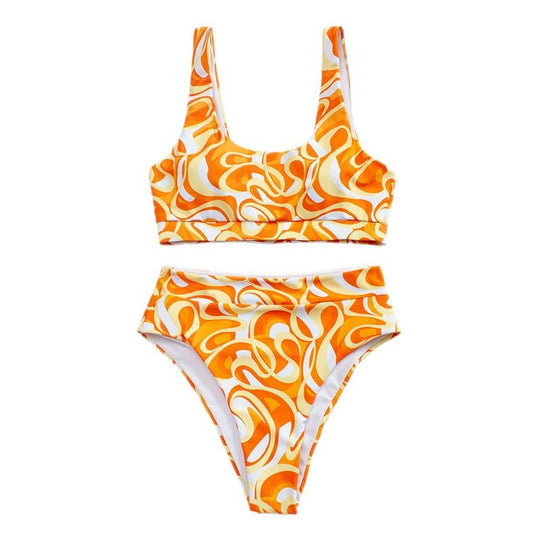 Damen Hochgeschnittener Sport-Bikini mit atemberaubendem Farbverlauf EB