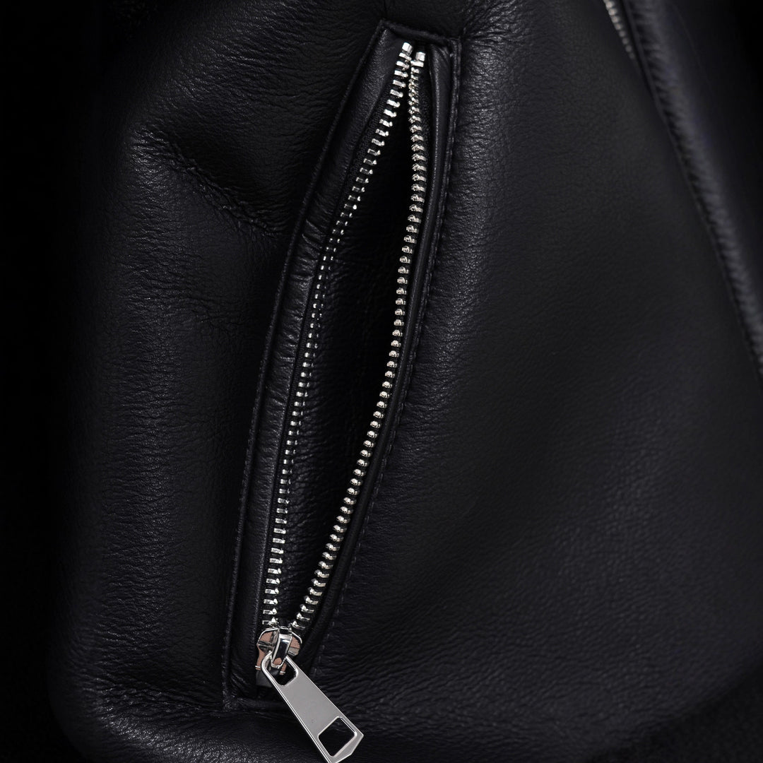 EB | schwarze Aviator-Lederjacke für Herren