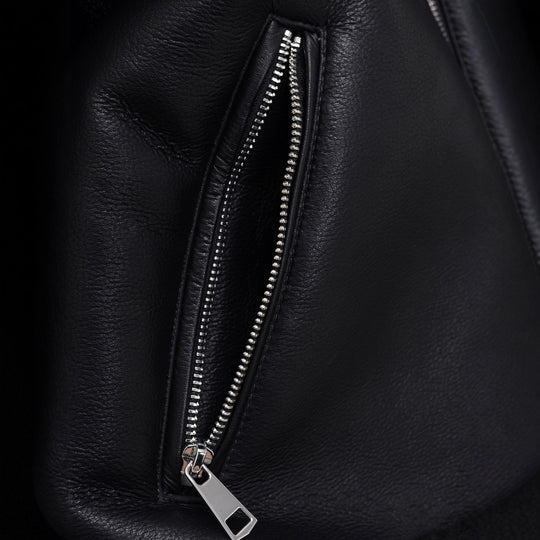 EB | schwarze Aviator-Lederjacke für Herren