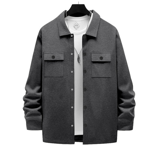 Herren nan arbeitsinspirierte Hemdjacke mit Druckknopfleiste, aufgesetzten Brusttaschen und kastiger Passform EB