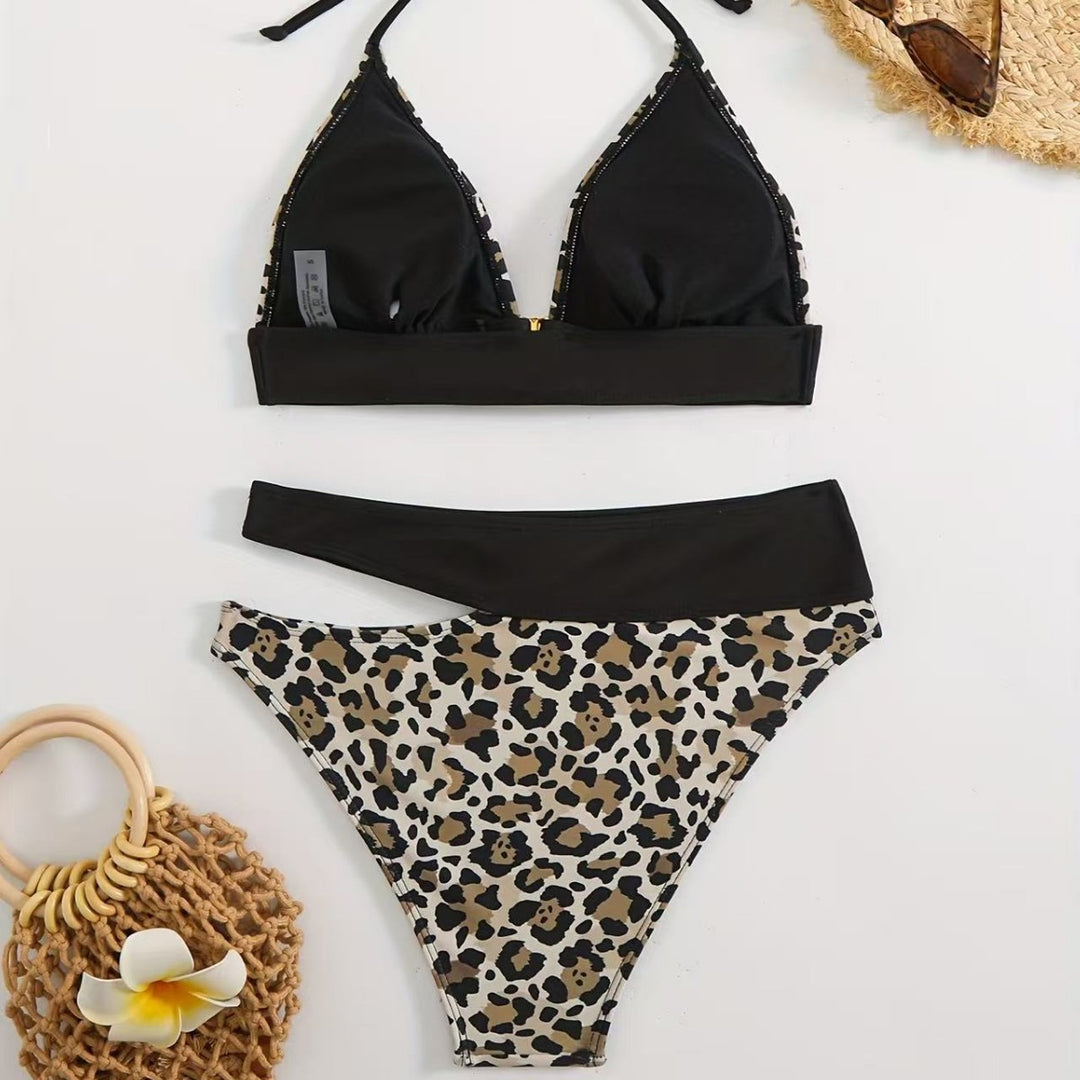 Damen Triangel-Bikini mit elegantem geometrischem Muster EB