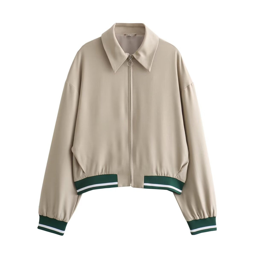 Damen Sportliche Jacke im modernen Oversized-Schnitt mit Stehkragen und Reißverschluss EB