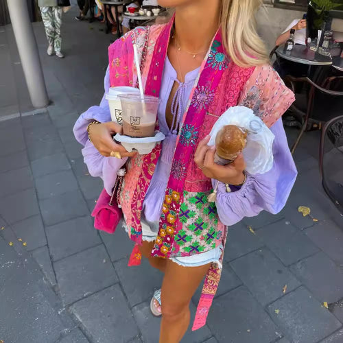 Damen Kurze, bestickte Sommerjacke EB