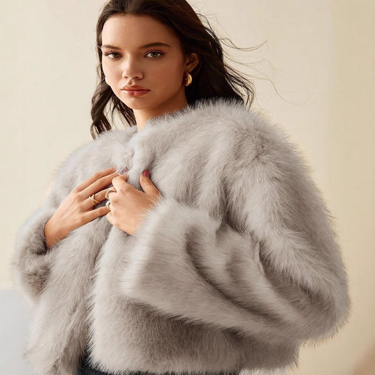 Damen kurzärmlige Pelzjacke EB