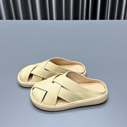 Damen bequeme Slipper mit elegantem Kreuzdesign und rutschfester Sohle EB