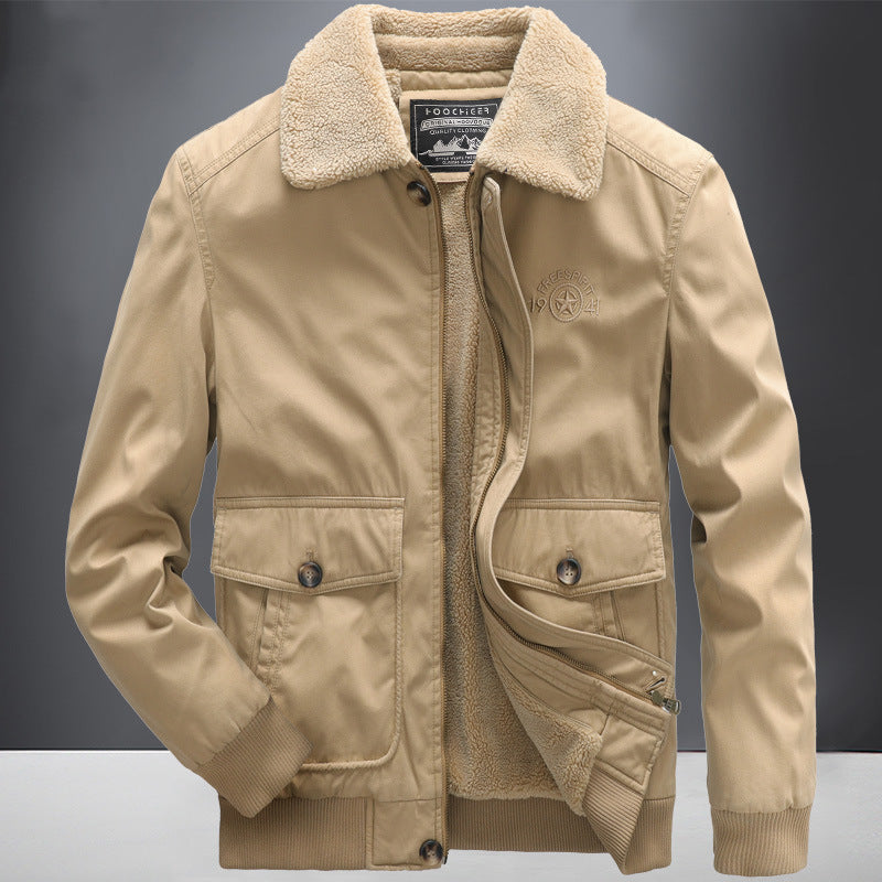 Herren Flieger-Bomberjacke mit Sherpa-Kragen und wärmender Teddyfleece-Innenlage EB