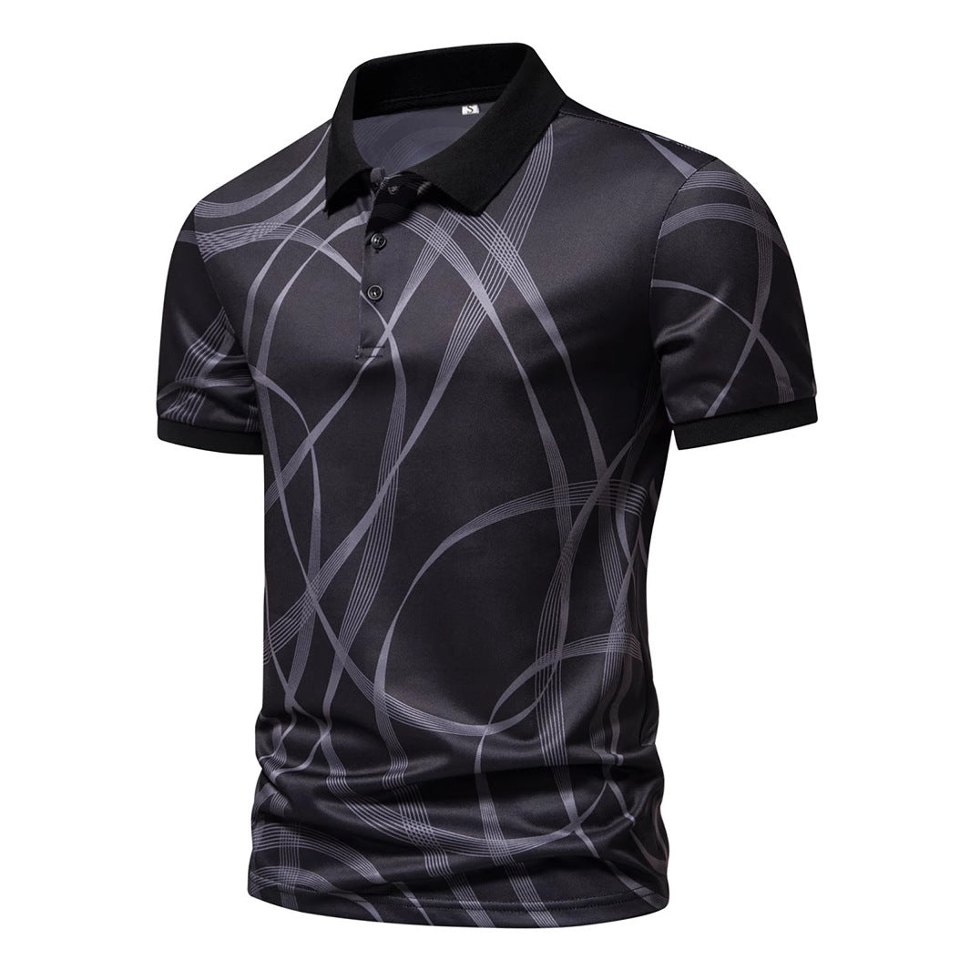 Herren Poloshirt mit modernem grafischen Muster und atmungsaktiven Eigenschaften EB