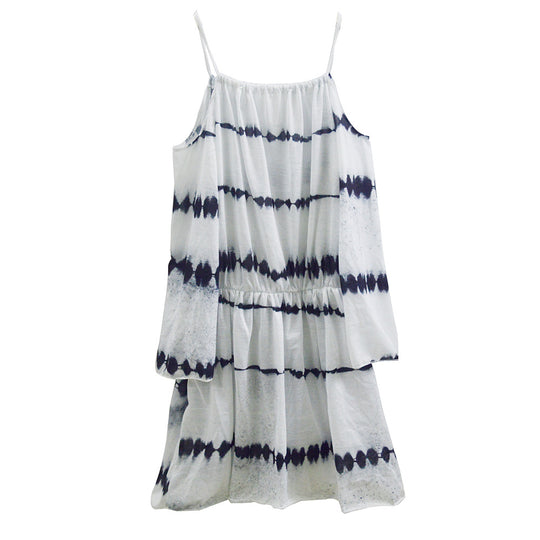 Damen luftiges Sommerkleid mit raffiniertem Cut-Out und elastischem Bund EB