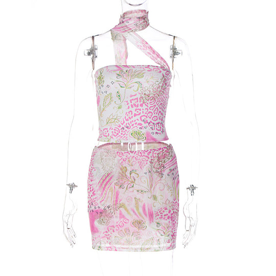 Damen Neckholder Minikleid mit floralem Design EB