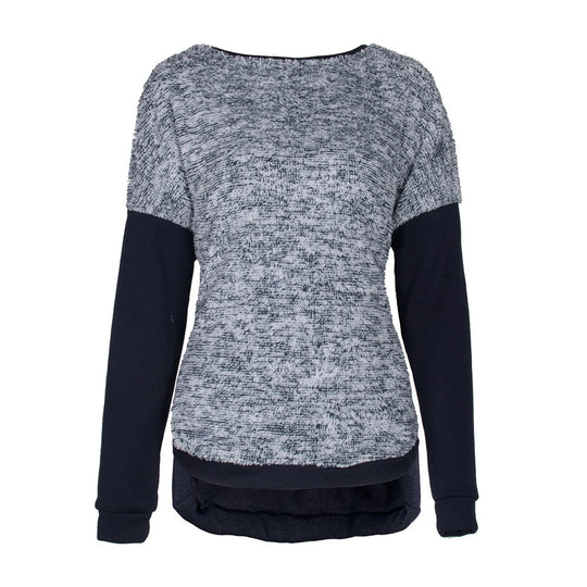 Damen lässiges Sweatshirt mit eleganten Textur-Mix und langen Ärmeln EB