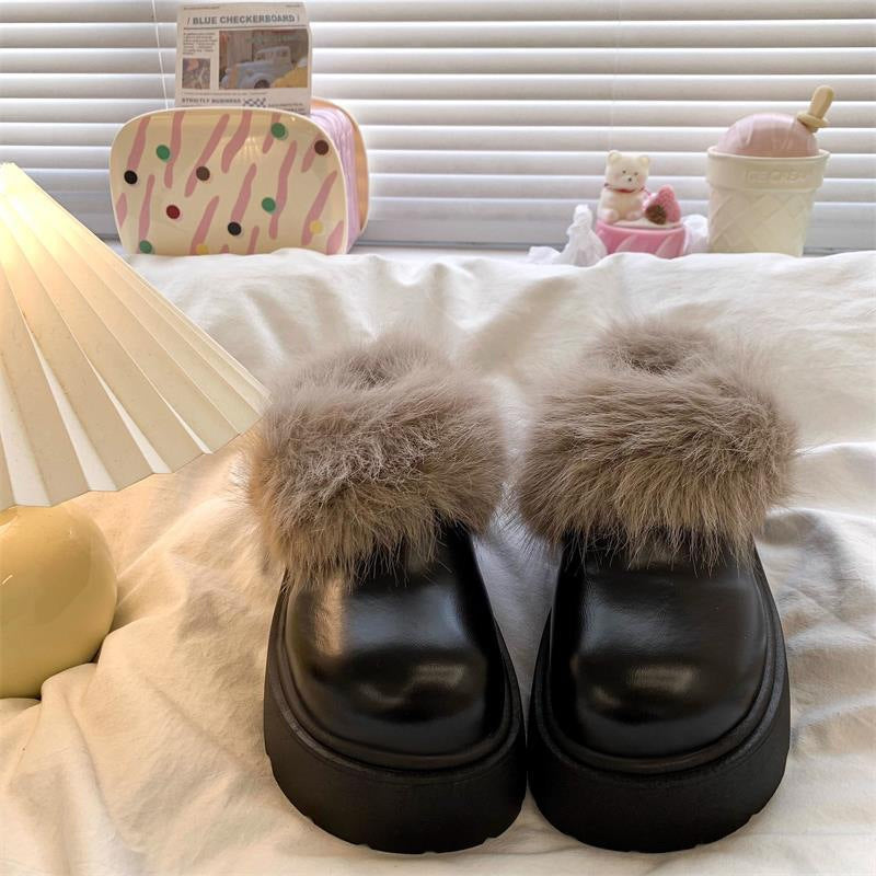 Damen Flauschige Clogs mit hochwertigem Kunstfell und robuster Sohle EB