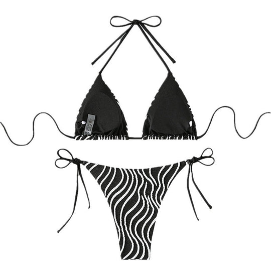 Damen Triangel-Bikini mit modischem Zebra-Design EB