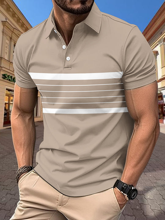 Herren Polohemd mit sportlichem Streifenmuster und klassischem Kragen EB