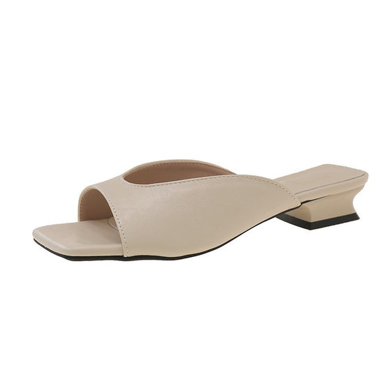 Damen offene Mules mit modernem Blockabsatz EB