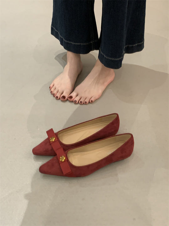 Damen Ballerinas mit elegantem Schleifen-Detail und hochwertigem Veloursleder EB