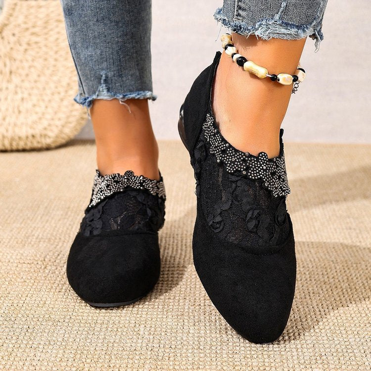 Damen Elegante und filigrane Ballerinas mit floralen Details EB