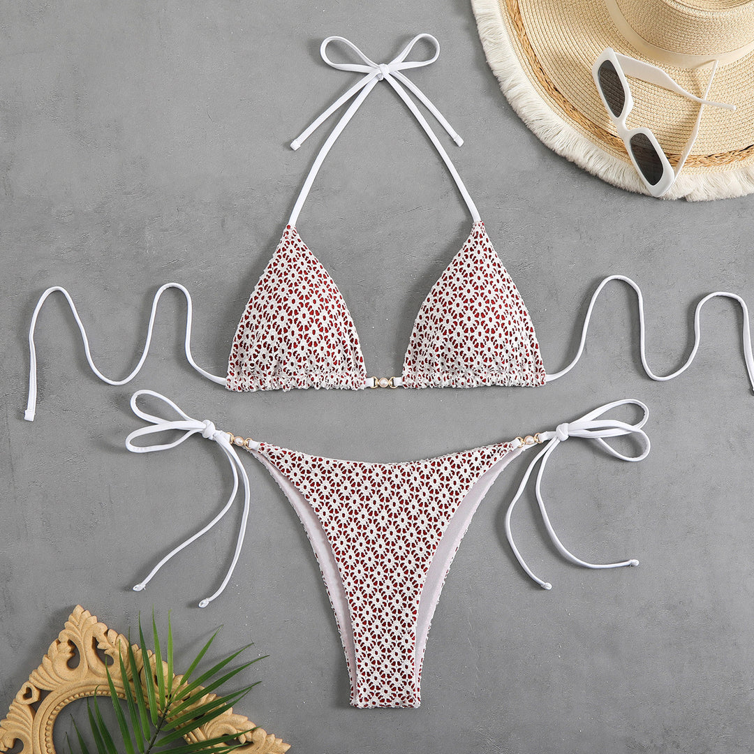 Damen Triangel-Bikini-Set mit verstellbaren Trägern und elegantem Mustermix EB