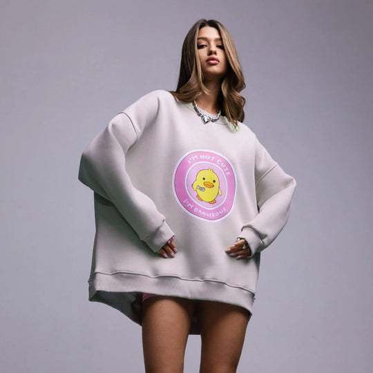 Damen lässiger Sweatshirt mit kontrastivem Druck EB