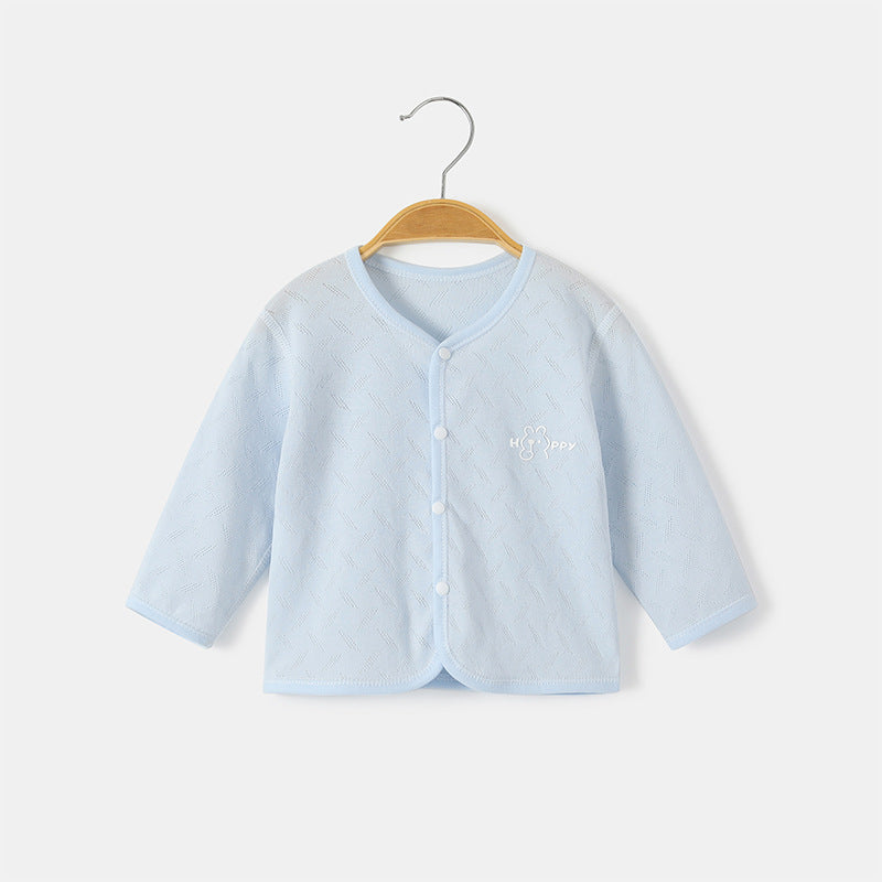 Unisex nan soft organische Baumwolle Snap-Front strukturierte Babystrickjacke mit gesticktem Teddy EB