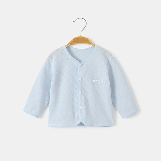 Unisex nan soft organische Baumwolle Snap-Front strukturierte Babystrickjacke mit gesticktem Teddy EB