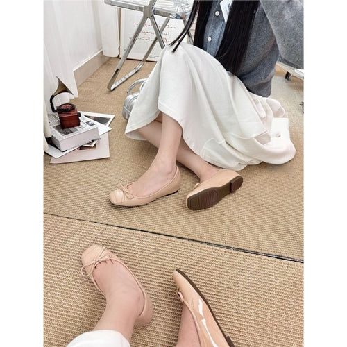 Damen elegante Ballerinas mit zierlichem Schleifenakzent EB