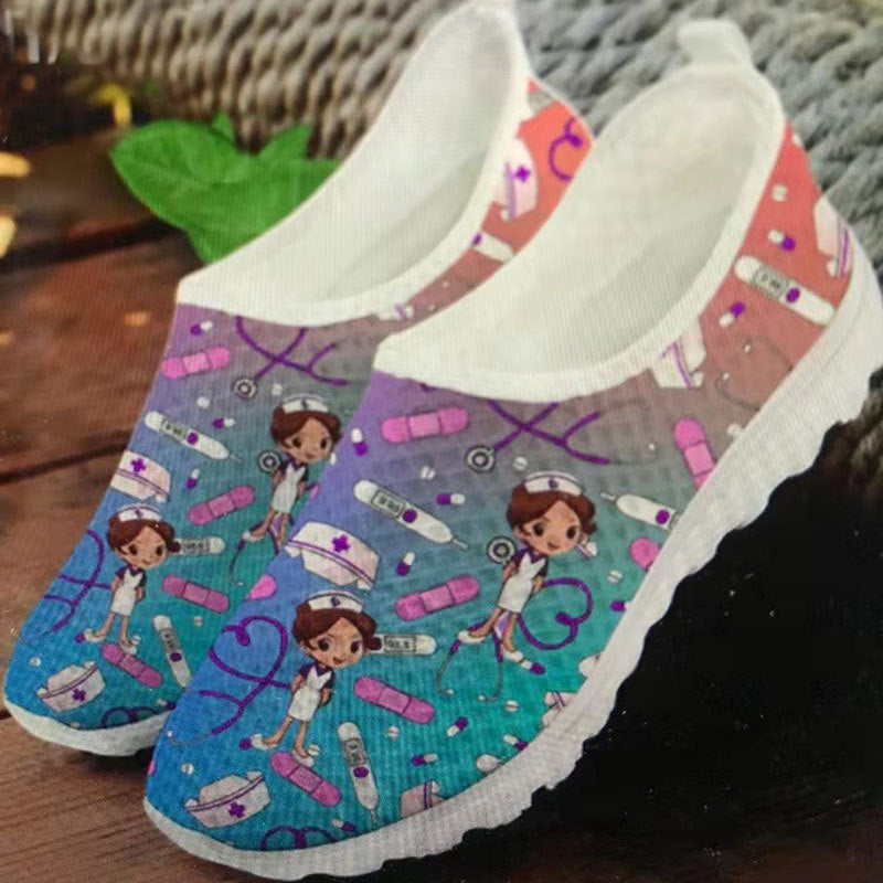 Damen Slip-On Freizeitschuhe mit farbenfrohem Design und atmungsaktiver Oberseite EB
