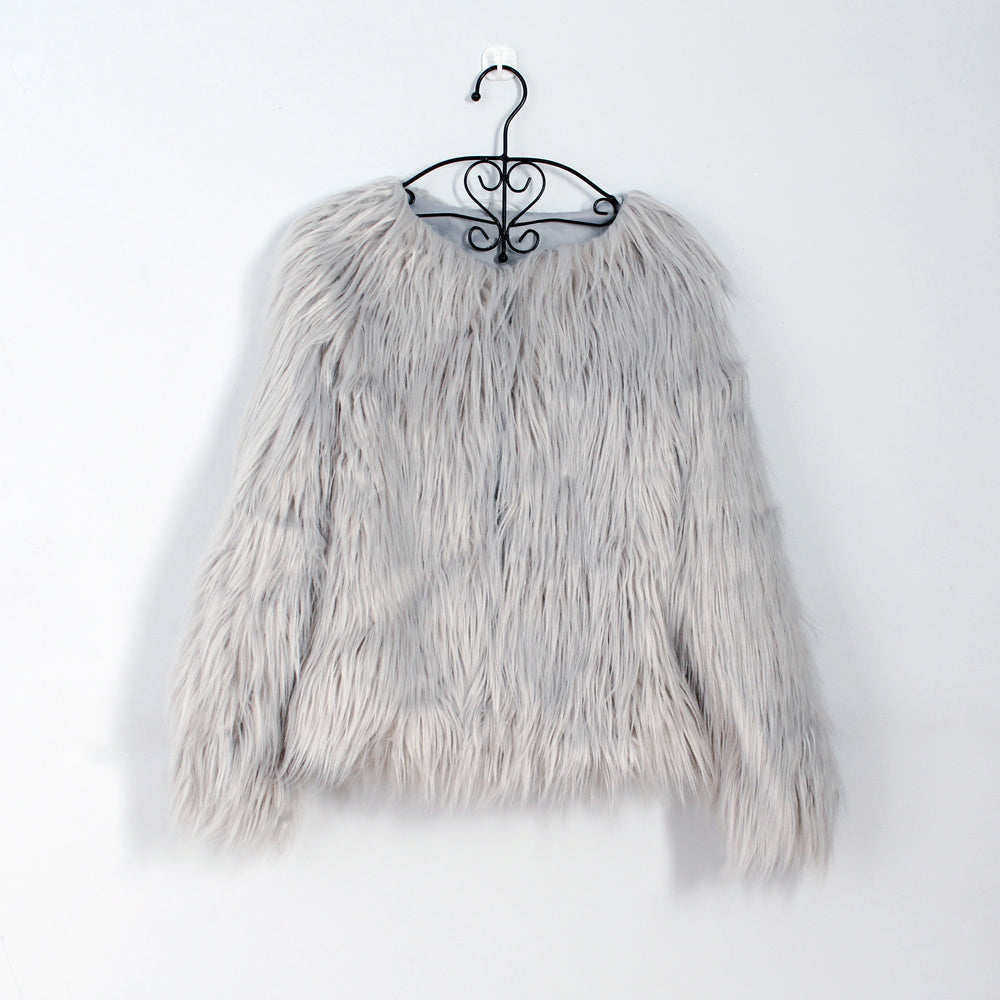 Damen Flauschige Kunstpelzjacke mit lässigem Schnitt EB