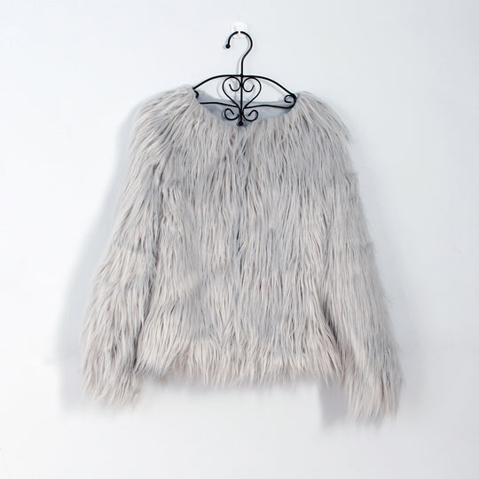 Damen Flauschige Kunstpelzjacke mit lässigem Schnitt EB