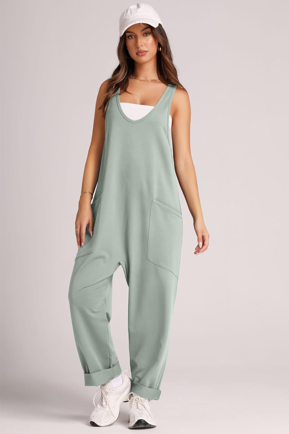 Damen Jumpsuit mit großzügigen Taschen und weichem Stretchmaterial EB