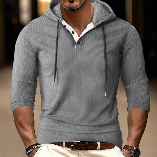 Herren Sportlicher Langarm-Hoodie mit strukturierter Oberfläche EB