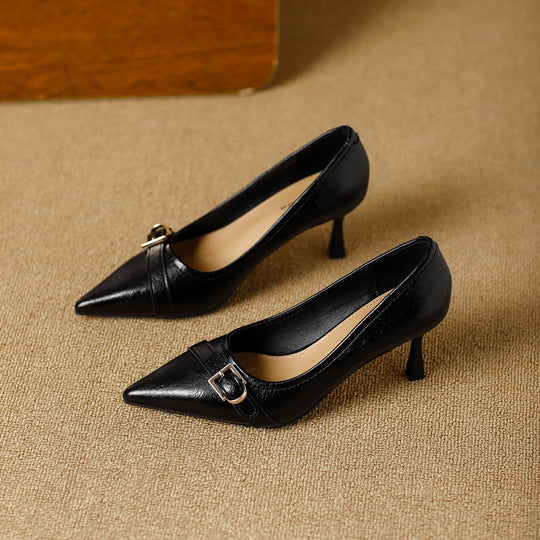 Damen elegante spitze Pumps mit modischem Schnallenakzent EB