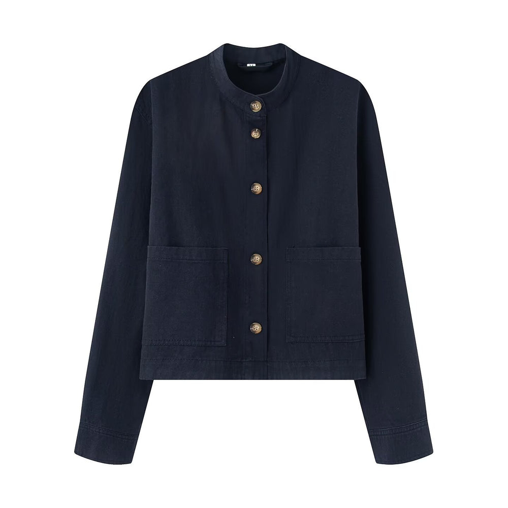 Damen Baumwolljacke mit Knopfleiste und praktischen Taschen EB