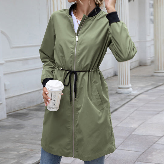 Damen funktionale Übergangsjacke mit Taillenzug und praktischen Taschen EB