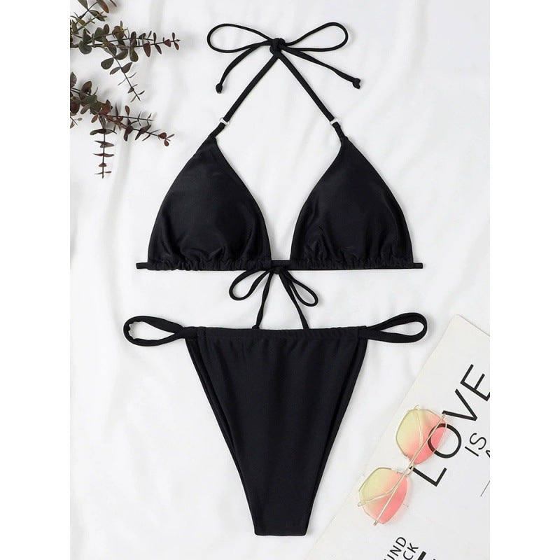 Damen Triangel-Bikini mit verstellbaren Bindebändern und elastischem Bund EB