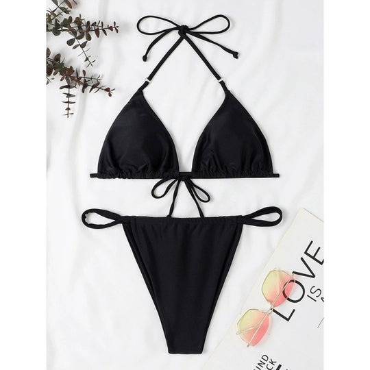 Damen Triangel-Bikini mit verstellbaren Bindebändern und elastischem Bund EB