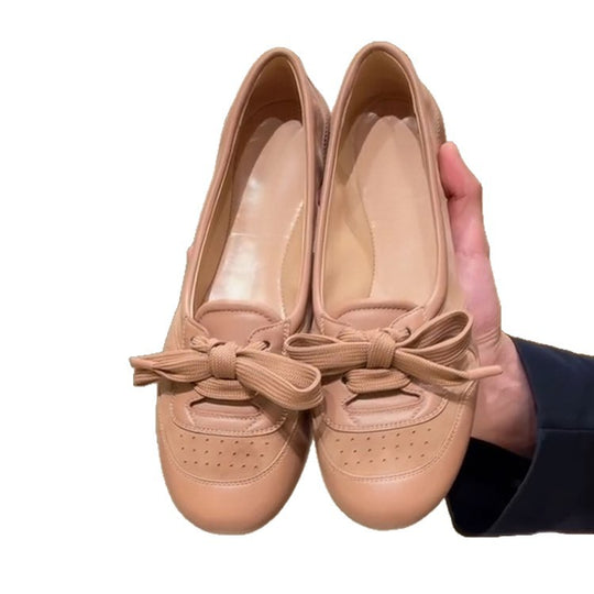 Damen Ballerina-Schuhe mit modischem Schleifendetail und hochwertiger Lederverarbeitung EB