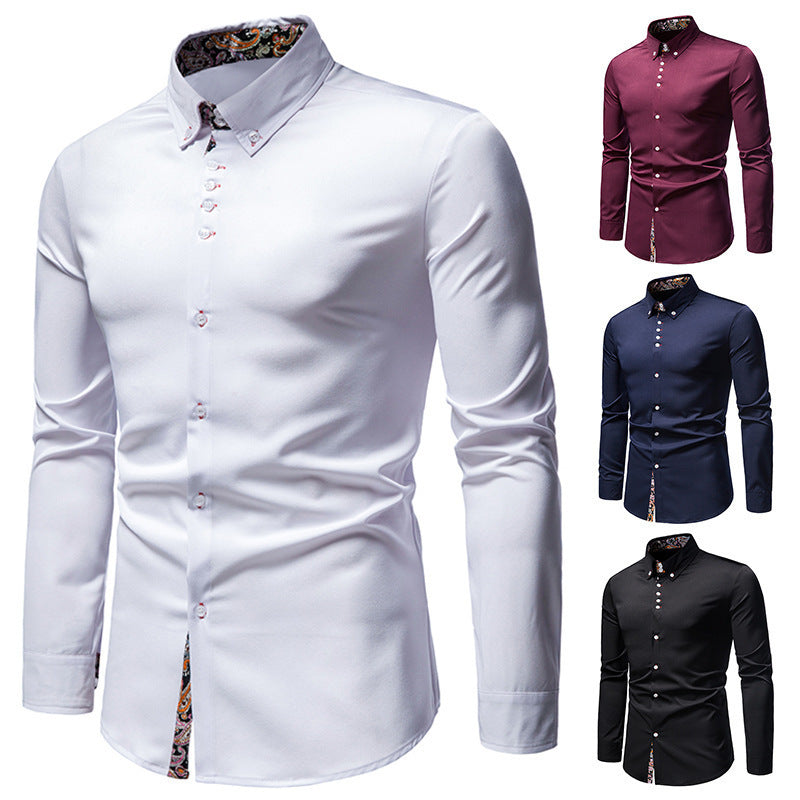 Herren Langarmhemd mit modernem Paisley-Muster und exklusiven Details EB