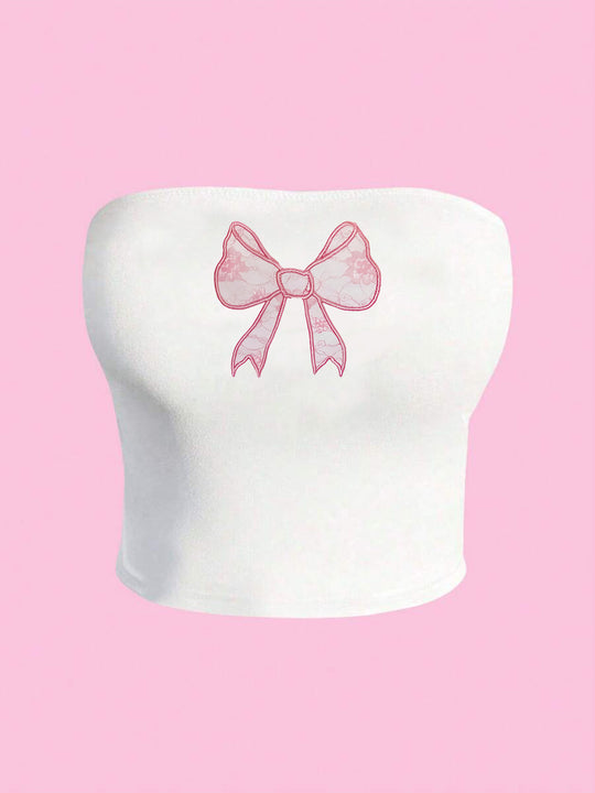 Damen Bandeau-Top mit elegantem Spitzenbandmotiv EB