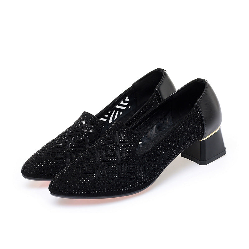 Damen Elegante Pumps mit modischem Strukturdesign und funkelnden Strassverzierungen EB