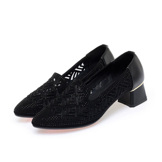 Damen Elegante Pumps mit modischem Strukturdesign und funkelnden Strassverzierungen EB