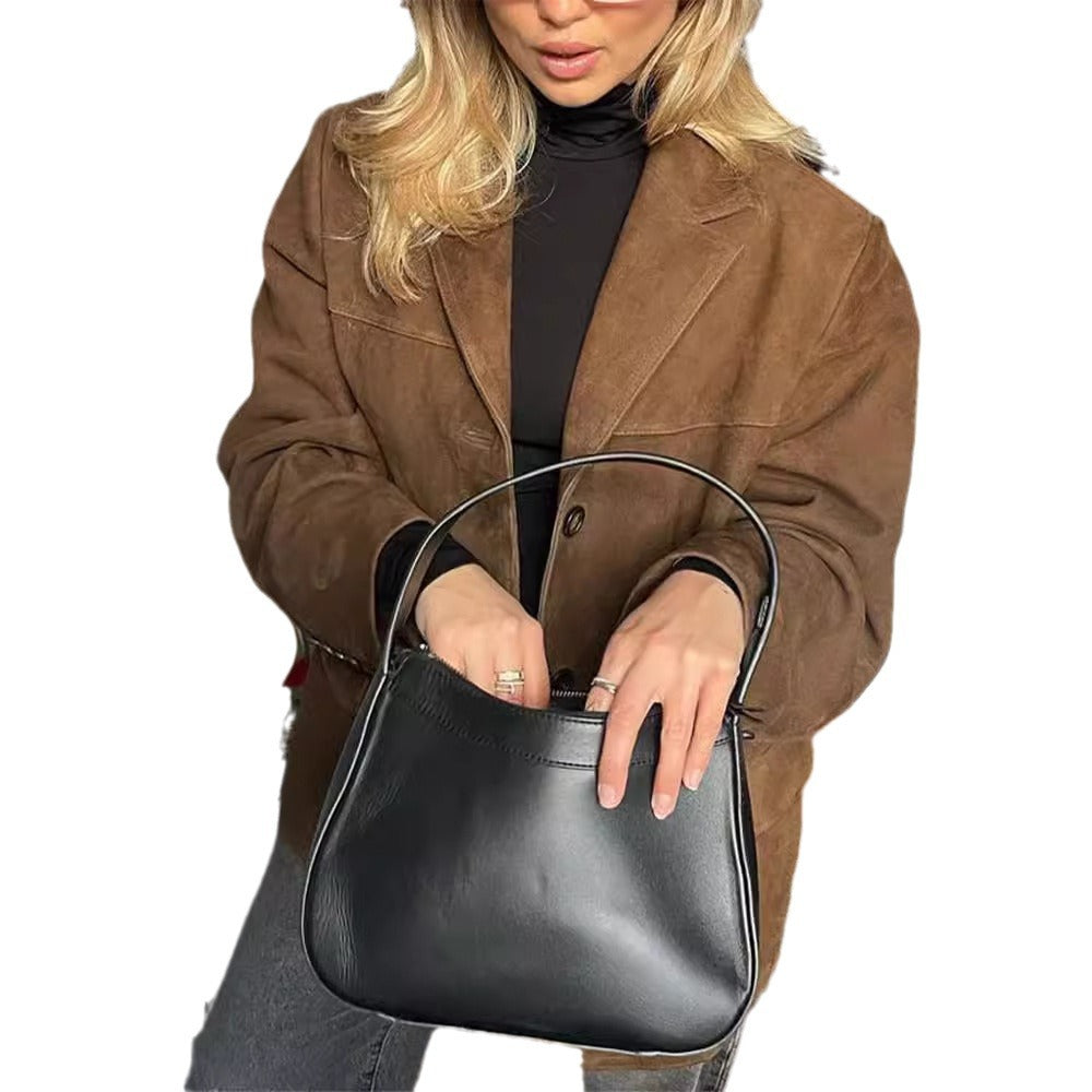 Damen lässige Wildlederjacke mit oversized Schnitt EB