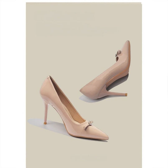 Damen elegante spitze Pumps mit zierlicher Schleifenverzierung EB