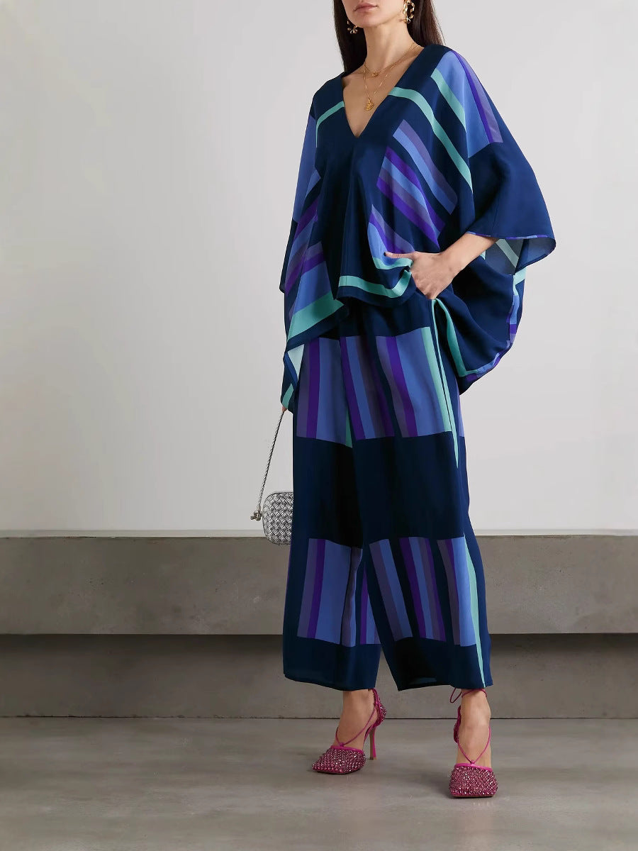 Damen Freizeit Set mit elegantem Schnitt und modernen Streifen EB
