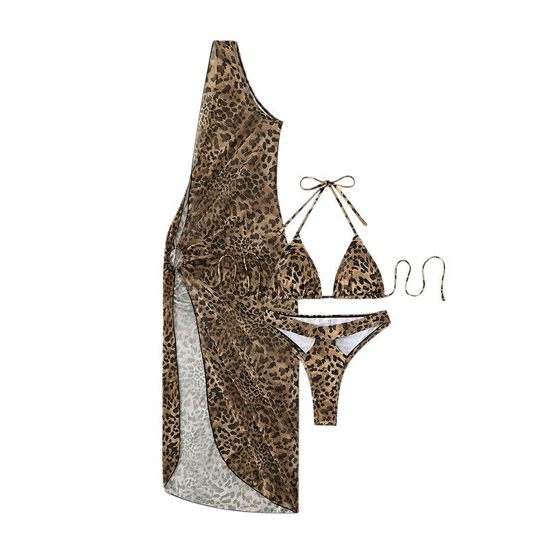 Damen Leopardenmuster Strandkleid EB