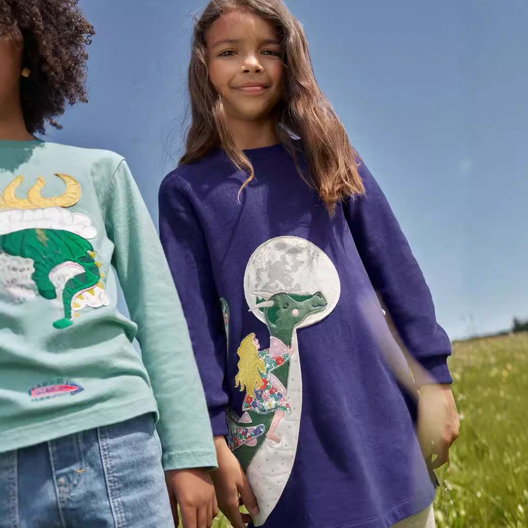 Mädchen Sweatkleid mit zauberhaftem Drachenmotiv EB