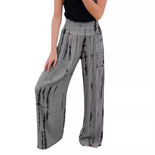 Damen Weit geschnittene Palazzo-Hose mit elastischem Bund und modischem Print EB